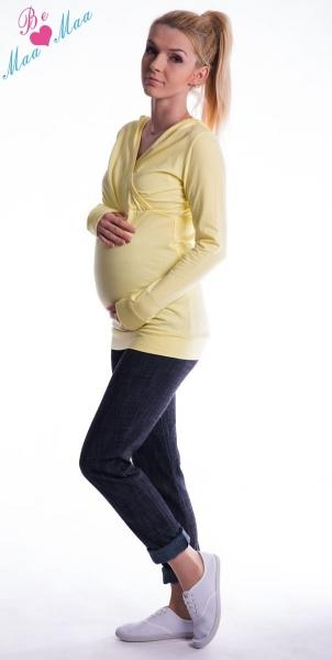 Těhotenská mikina s kapucí OLINA - žlutá - L/XL