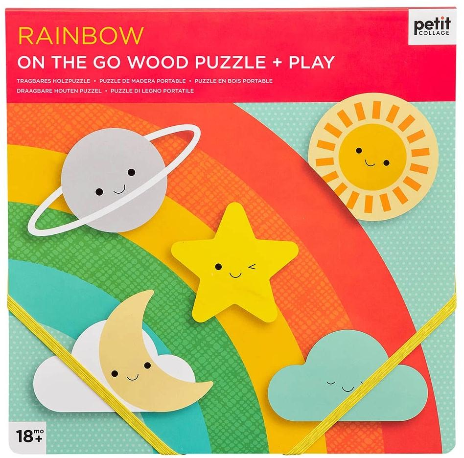 Petit Collage Robustní dřevěné puzzle Rainbow