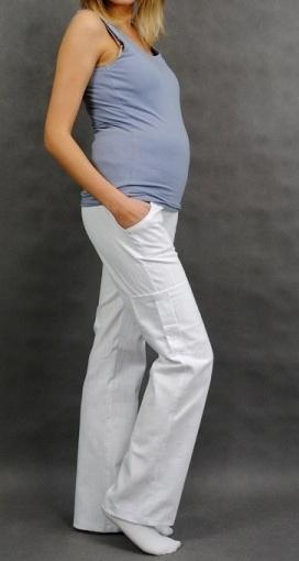 Těhotenské kalhoty s boční kapsou - bílá, vel. L - L (40)