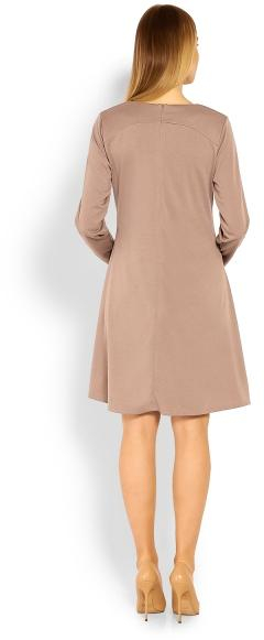 Elegantní volné těhotenské šaty dl. rukáv - cappuccino - S/M - cappuccino, L/XL - L/XL
