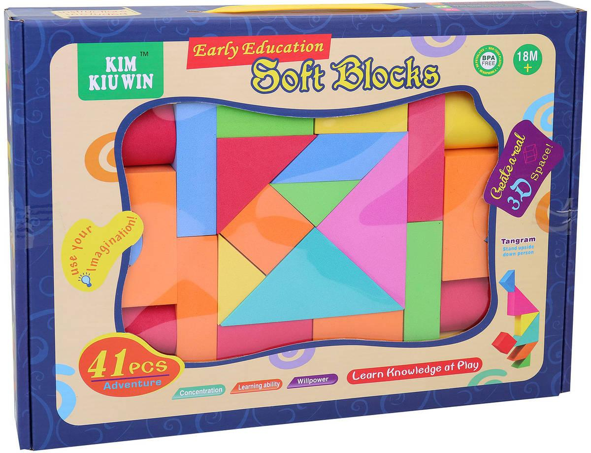 Stavebnice baby soft kostky barevné plastové set 41ks v krabici