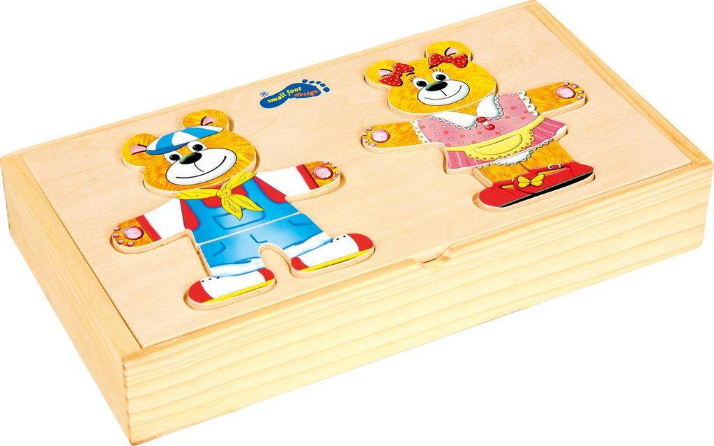 Small Foot Dřevěné oblékací puzzle medvídci