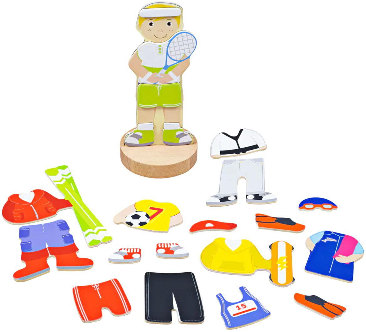 Bigjigs Toys Magnetické oblékací puzzle sportovní aktivity