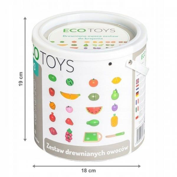 Dřevěné ovoce v kyblíku ECO TOYS - 20 kusů