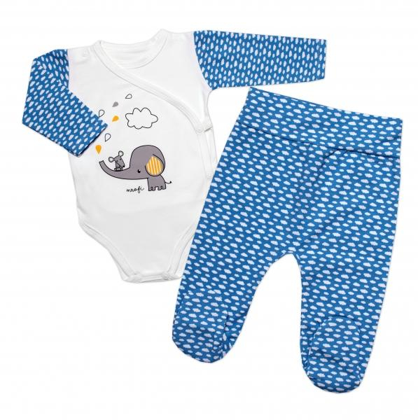 Zavinovací kojenecké body + polodupačky CLOUD, 2D sada, Mrofi, modrá - 56 (1-2m)