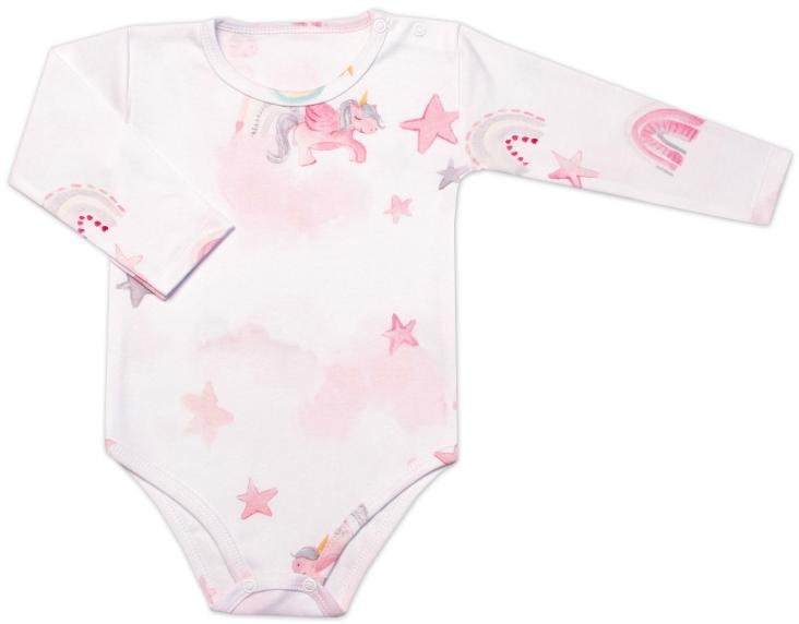 Kojenecké body dl. rukáv zapínání u krku Jednorožec, Mrofi, bílé, vel. 92 - 92 (18-24m)