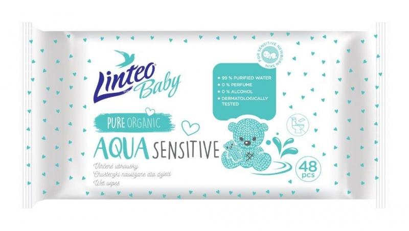 Vlhčené ubrousky LINTEO BABY Aqua sensitive, 48 ks v balení