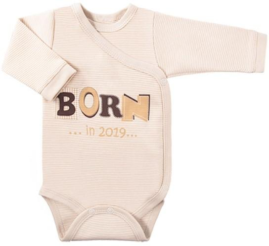 Kojenecké body dl. rukáv, zapínání bokem Happy Baby - béžové, vel. 56 - 56 (1-2m)