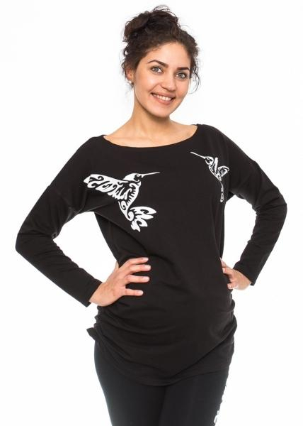 Těhotenské triko, mikina Kolibri - černé, vel. XL - XL (42) - černé, vel. S - S (36)