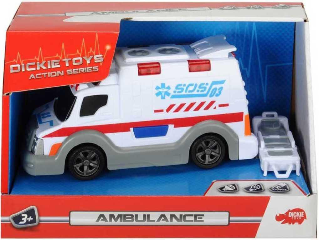 DICKIE Auto ambulance 15cm sanitka bílá na baterie Světlo Zvuk