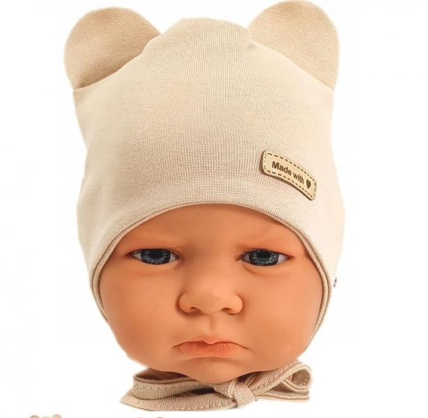 Čepička na zavazování, bavlna, Little Teddy, béžová, vel. - 86/92 - 86-92 (18-24m)