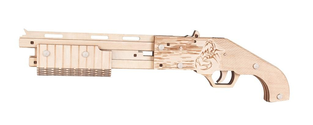 Woodcraft Dřevěné 3D puzzle Zbraň na gumičky Mossberg