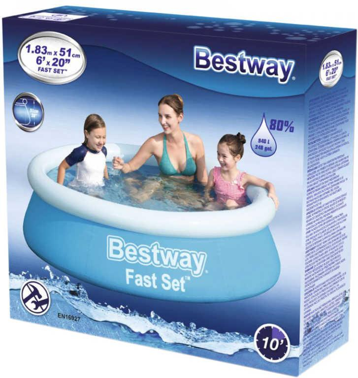 BESTWAY Bazén Fast Set samostavěcí kruhový 183x51cm rodinný 57392