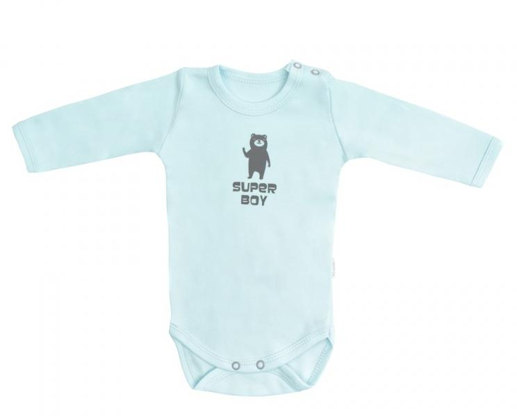 Kojenecké body dlouhý rukáv, Bear - mátové, vel. 80 - 80 (9-12m)