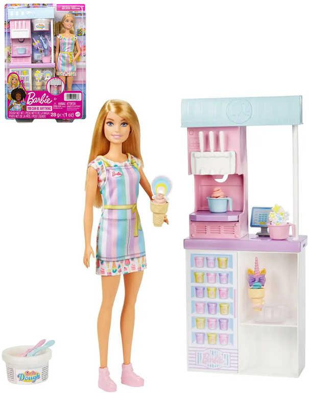 MATTEL BRB Prodavačka zmrzliny panenka Barbie zmrzlinářka set s modelínou