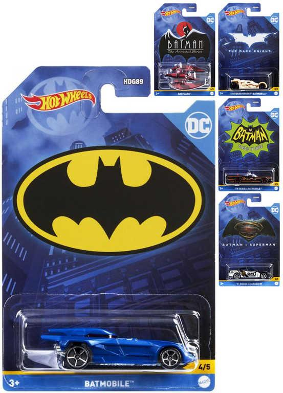 MATTEL HOT WHEELS Auto tématické Batman 5 druhů na kartě