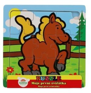 Mini puzzle dřevěné 9 dílků Moje první zvířátka pro nejmenší 15x15x0,8cm 6 druhů MPZ