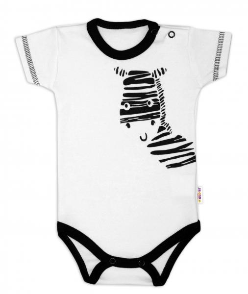 Body krátký rukáv Zebra - bílé, vel. 80 - 80 (9-12m)