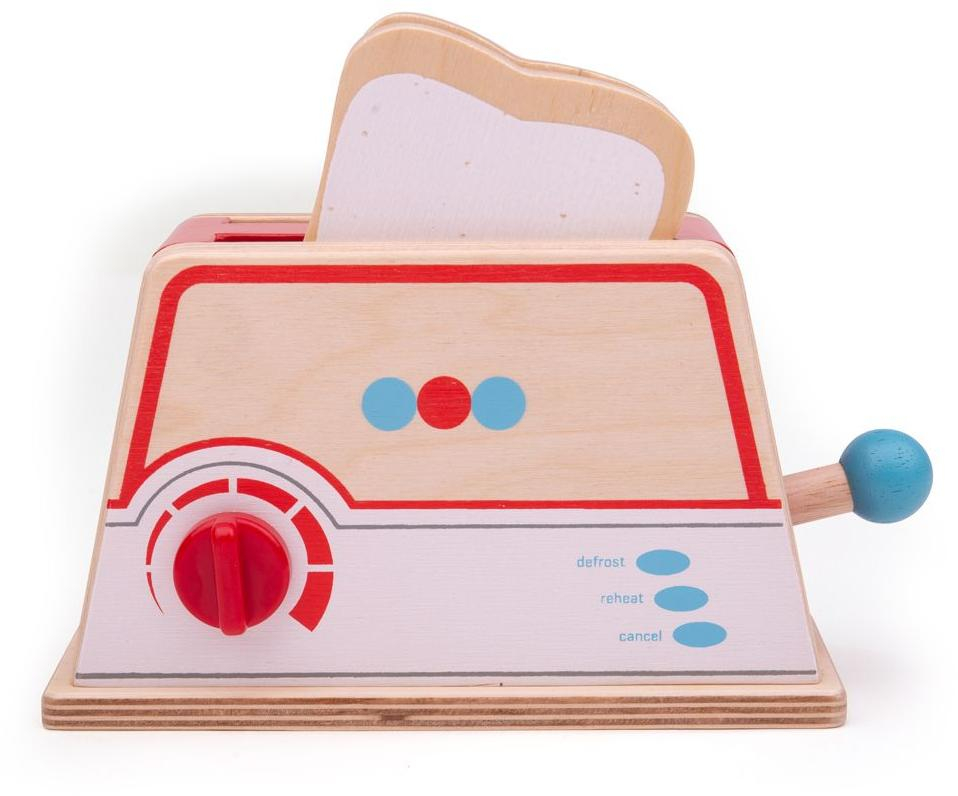 Bigjigs Toys Dřevěný toaster s puntíky