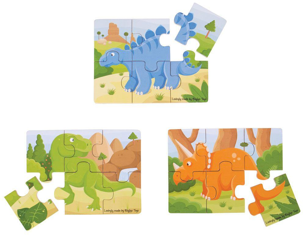 Bigjigs Toys Puzzle 3v1 dinosauři