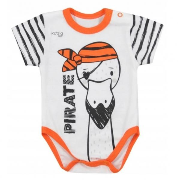 Koala Baby body s krátkým rukávem Pirát - oranžová/bílá, vel. - 80 - 80 (9-12m)