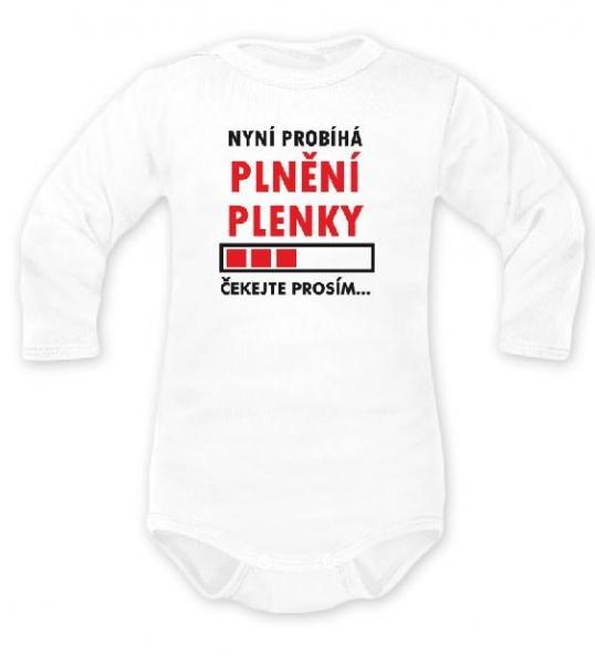 Body dlouhý rukáv Plnění plenky - bílé, vel. - 80 - 80 (9-12m)