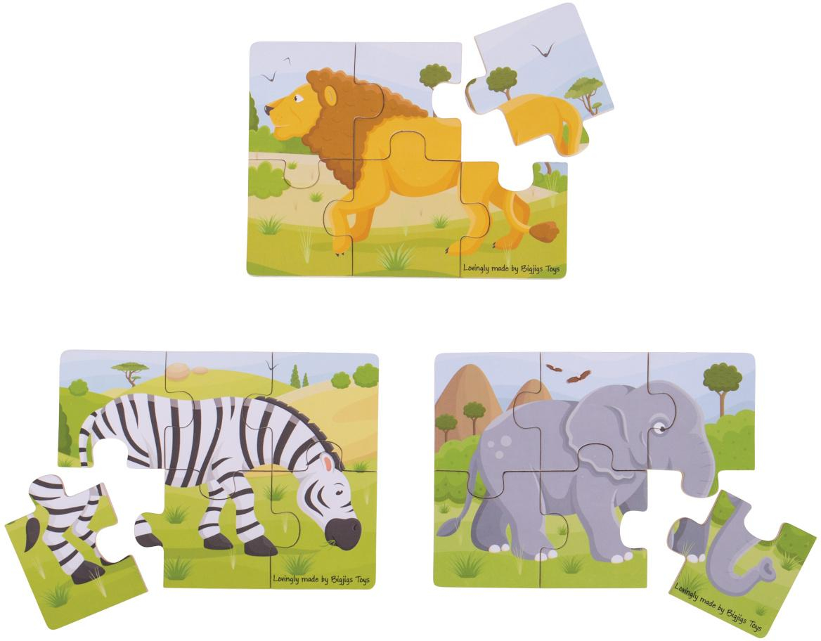 Bigjigs Toys Puzzle 3v1 safari zvířátka