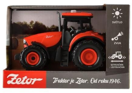 Traktor Zetor plast 9x14cm na setrvačník na bat. se světlem se zvukem v krabici 18x12