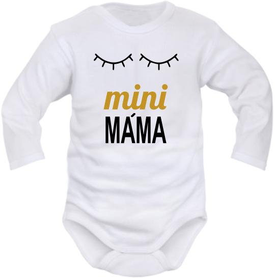 Dětské body dlouhý rukáv Spící oči Mini Máma - bílé - 62 (2-3m)