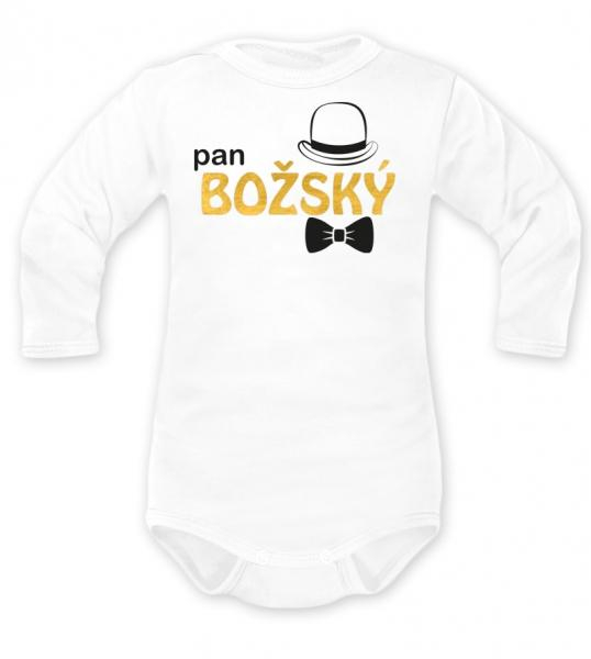 Body dlouhý rukáv pan BOŽSKÝ - bílé, zlatá, vel. 86 - 86 (12-18m) - 80 - 80 (9-12m)