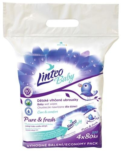 Vlhčené ubrousky LINTEO BABY Aloe Vera - 4x80 ks v bal.