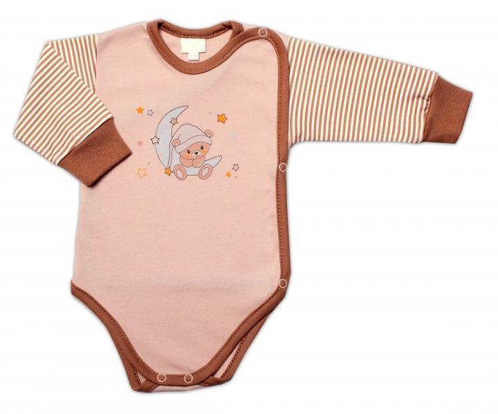 G-baby 2-dílná sada body dl. rukáv + polodupačky Moon Bear - cappuccino - 56 (1-2m)