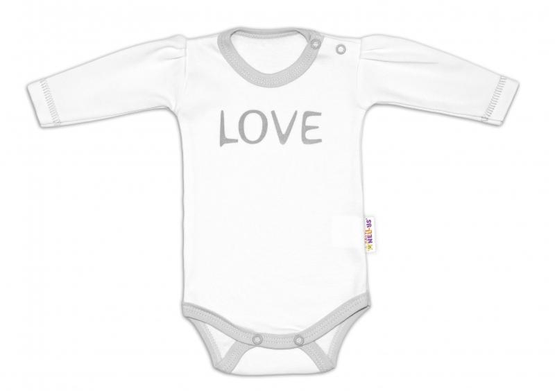 Body dlouhý rukáv Love - bílé, vel. 56 - 56 (1-2m)