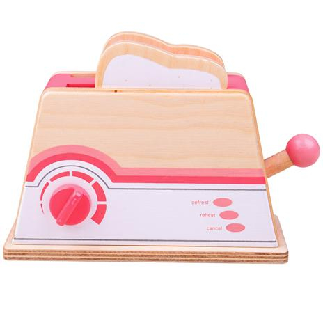 Bigjigs Toys Dřevěný toaster růžový