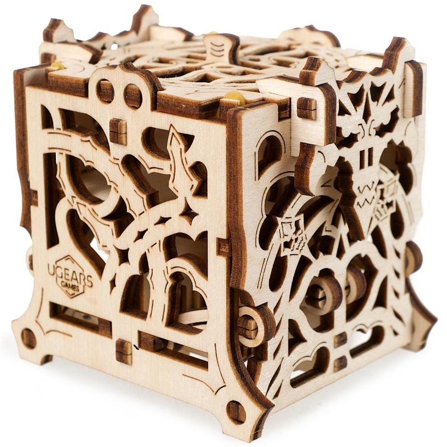 Ugears 3D dřevěné mechanické puzzle Schránka na kostky