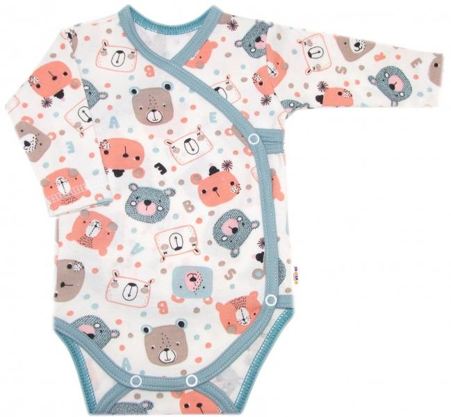 Kojenecké body dl.rukáv, zap. bokem, bavlna Space Bear, - pastel mint, vel. 62 - 62 (2-3m) - mint - 56 (1-2m)