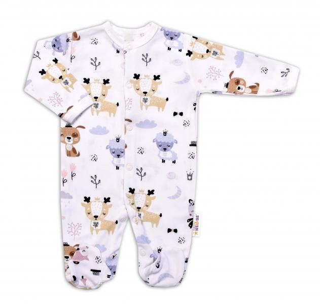 Kojenecký overálek zapínání uprostřed, Baby Animals - krémová, vel. 80 - 80 (9-12m)