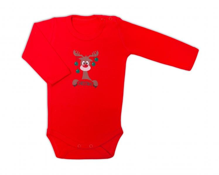 Kojenecké body dlouhý rukáv, Vánoce, červená - 68 (3-6m)