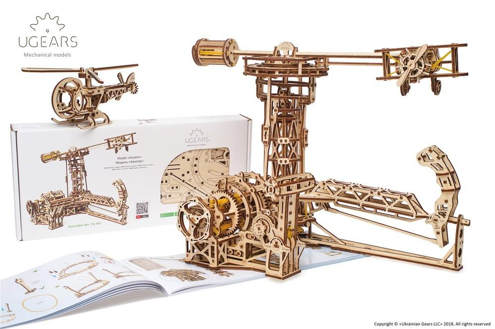 Ugears 3D dřevěné mechanické puzzle Létající stroje