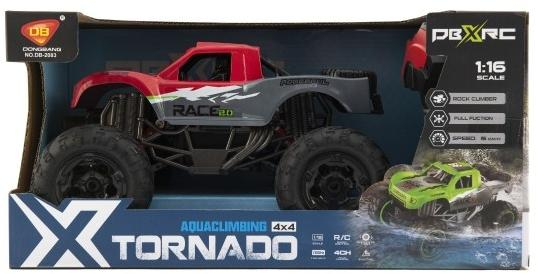 Auto RC terénní 4x4 červené plast 29cm 2,4GHz na baterie + dobíjecí pack v krabici 40