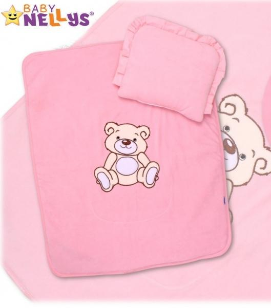 2-dílná sada do kočárku jersey Medvídek Teddy Bear - růžová