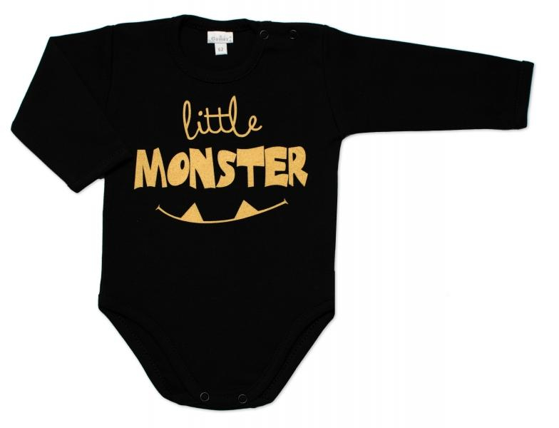 Kojenecké body dl. rukáv Little Monster G-baby bavlna, černé, vel. 68 - 68 (3-6m)