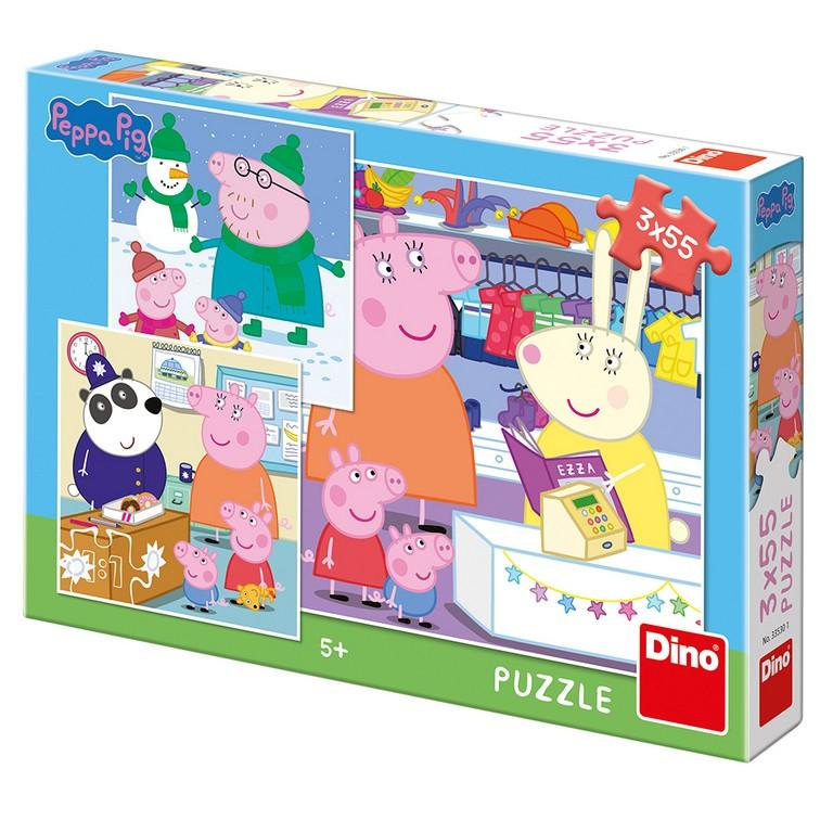 Puzzle 3x55 Prasátko Peppa