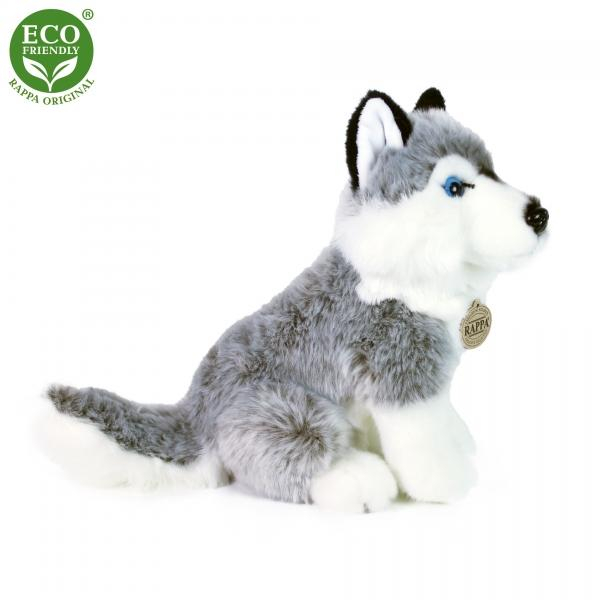 Plyšový pes husky sedící 30 cm ECO-FRIENDLY