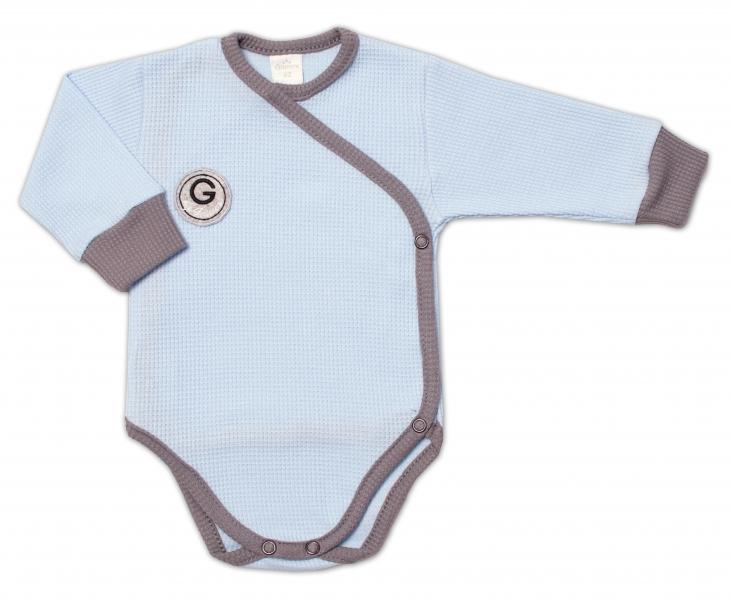 G-baby 2-dílná sada body dl. rukáv + polodupačky Elegant, modrá/šedá - 56 (1-2m)