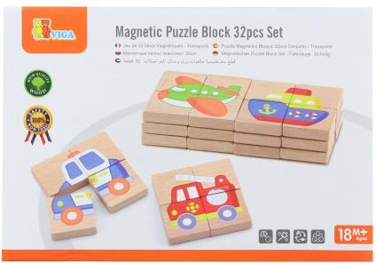 Dřevěné magnetické puzzle - dopravní prostředky