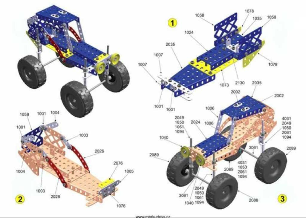 MERKUR 1.1 Extreme Buggy auta 240 dílků *KOVOVÁ STAVEBNICE*