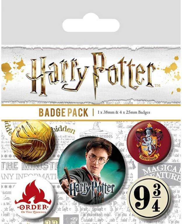 Odznaky kulaté Harry Potter Nebelvír 2,5-4cm set 4ks