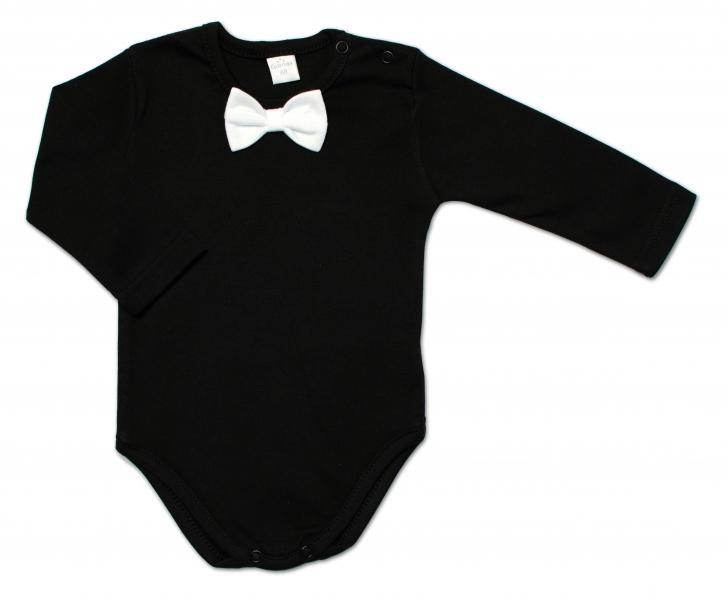 Kojenecké body dl. rukáv Elegán G-baby bavlna, černé - 68 (3-6m)