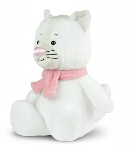 Plyšová kočka Plush Scarves Animals, 25 cm, bílá s růžovým nosíkem